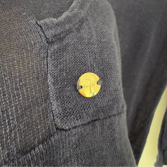 Lilly Pulitzer 100% Linen Hooded Pullover Lightweight Kangaroo pocket navy solid - Picture 6 of 10